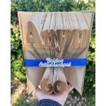 Egyedi 2 soros könyvszobor (rövid szöveggel)