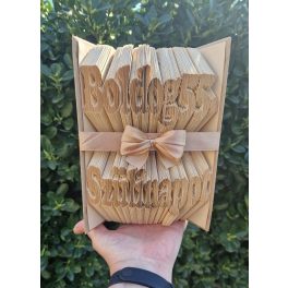 Egyedi 2 soros könyvszobor (hosszú szöveggel)