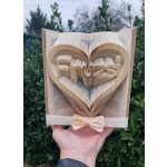 Szív könyvszobor egyedi névvel
